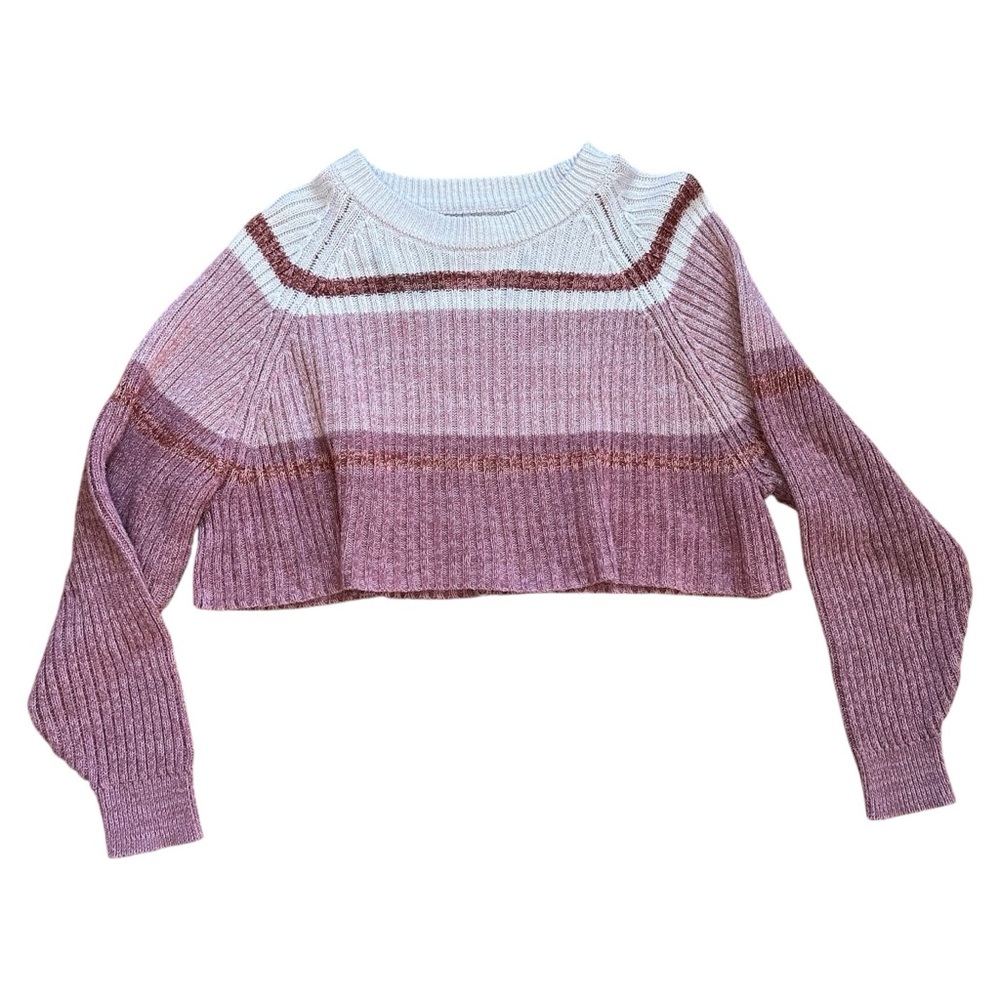 Aeropostale Blocked Stripe Cropped Crew Sweater – Size Small - Picture 3 of 8